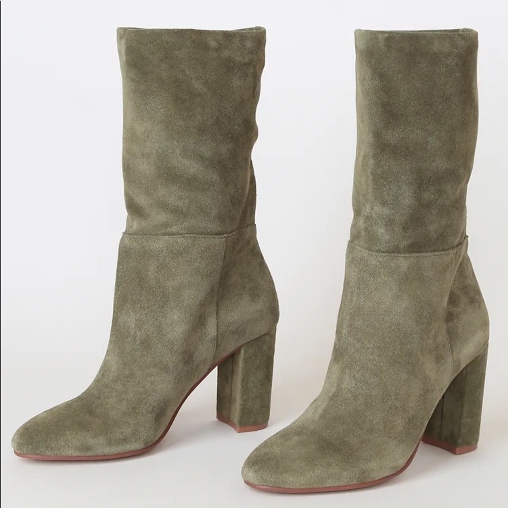 Chinese Laundry Willow Green Suede Leather Boots